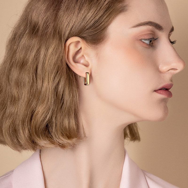 Fashion Square Metal Hoop Earrings for Women