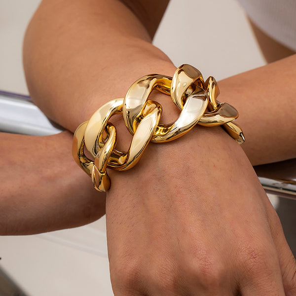 Pulsera de eslabones gruesos y exagerados de estilo hip hop para mujer