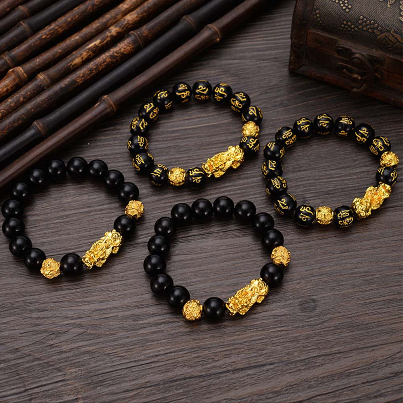 Feng Shui Obsidian Stone Beads Bracelet Men