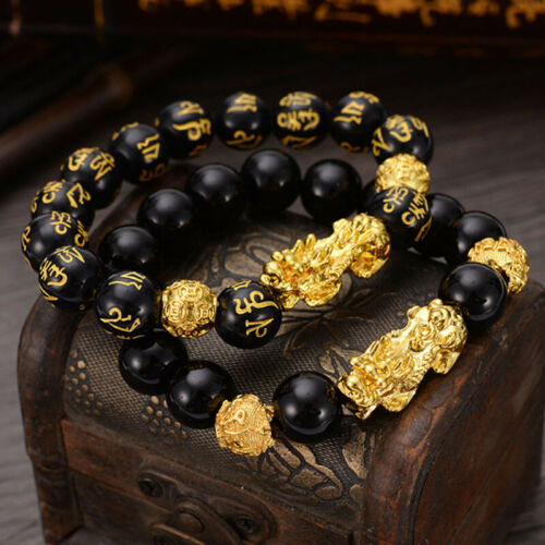 Feng Shui Obsidian Stone Beads Bracelet Men