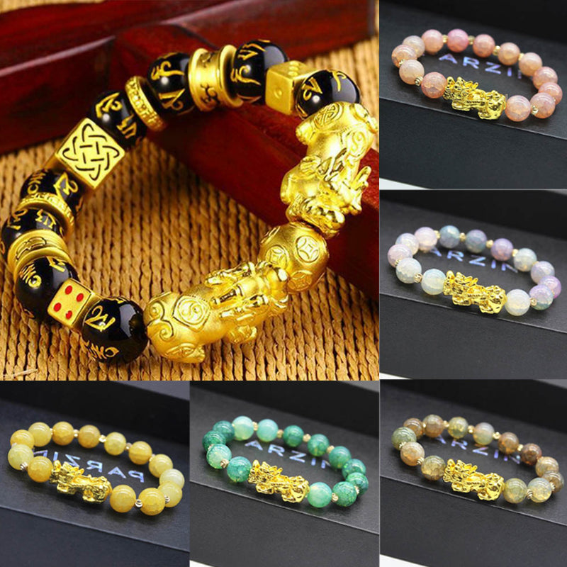 Feng Shui Obsidian Stone Beads Bracelet Men