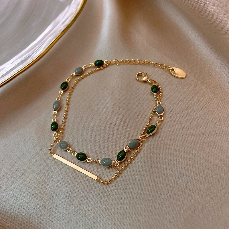 Blue Green Color Crystal Charm Bracelets for Women