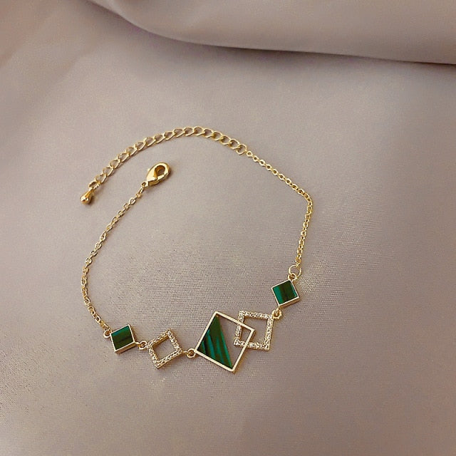Blue Green Color Crystal Charm Bracelets for Women