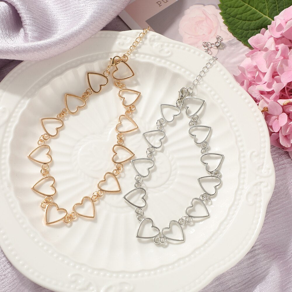 Heart Chain Choker Necklace