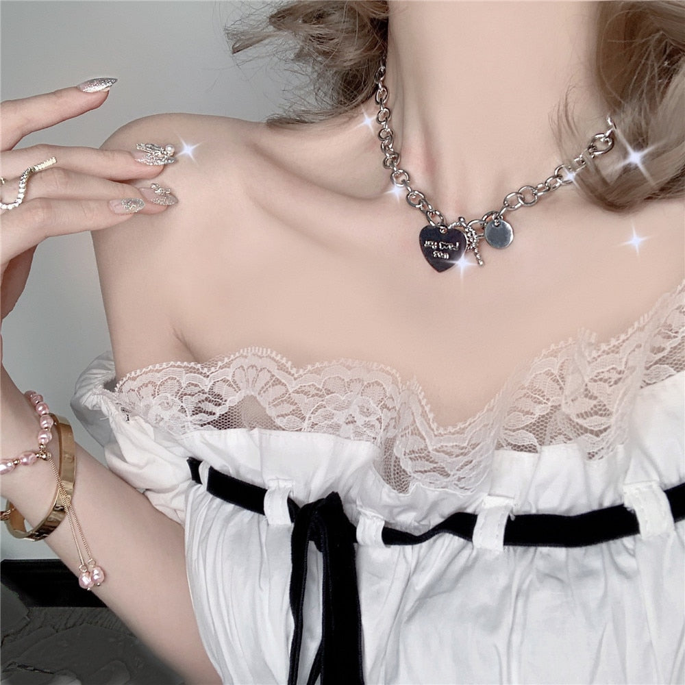Heart Chain Choker Necklace