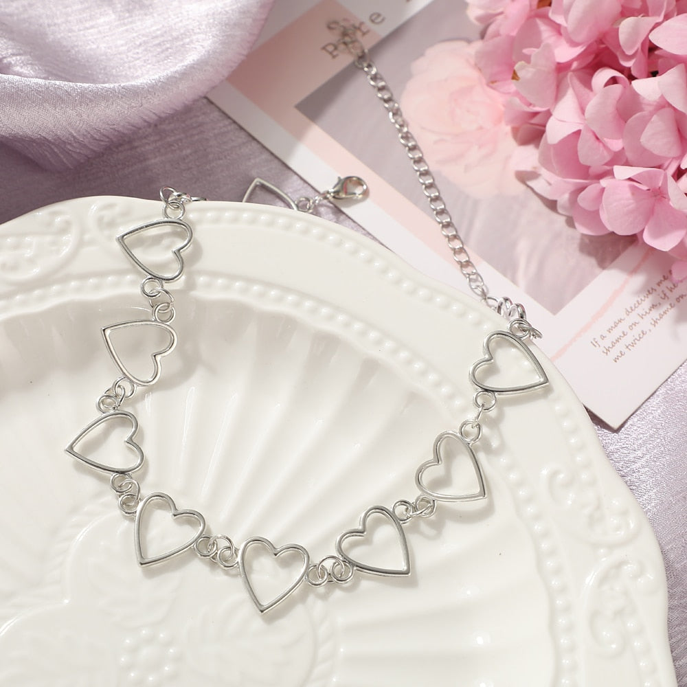 Heart Chain Choker Necklace