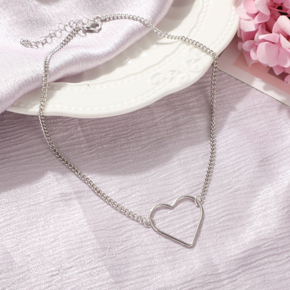 Heart Chain Choker Necklace
