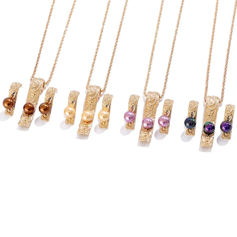 Polynesia Alloy Rectangle Pendant Lady Necklace Earring Set