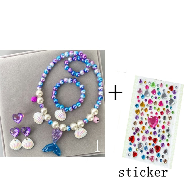 Kids Girls Child Pearl Acrylic Shell Shape  Jewelry Set