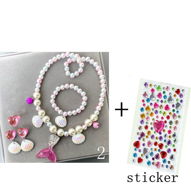 Kids Girls Child Pearl Acrylic Shell Shape  Jewelry Set