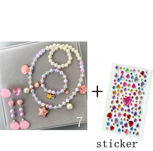 Kids Girls Child Pearl Acrylic Shell Shape  Jewelry Set