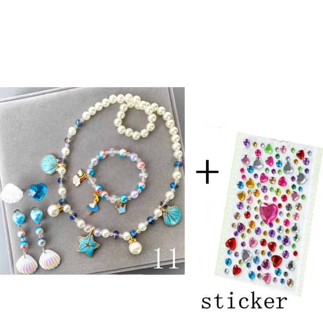 Kids Girls Child Pearl Acrylic Shell Shape  Jewelry Set