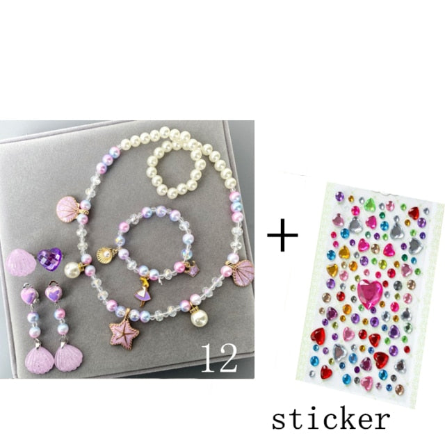 Kids Girls Child Pearl Acrylic Shell Shape  Jewelry Set