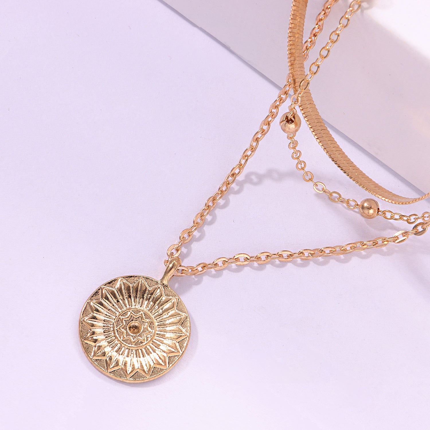Vintage Bohemia Gold Coin letter Layered Chain Necklace
