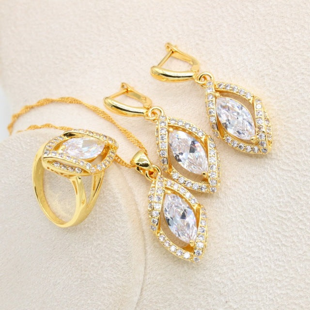 Geometric Gold Color Jewelry Set for Women