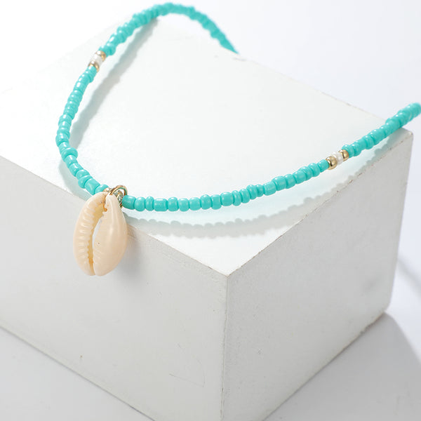 Bohemian Green Rhinestone Shell Choker Pendant Necklace