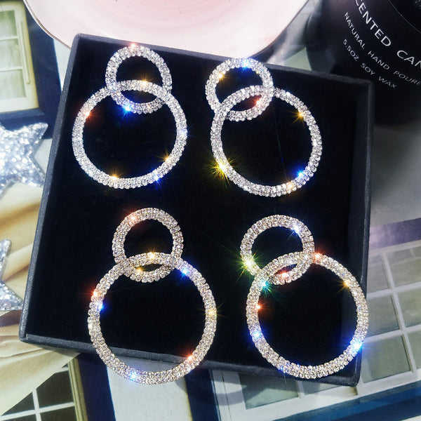 Large and Small Circle Long Dangle Earrings