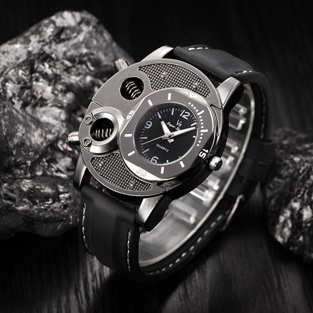 Silicone Band Bolts Round Dial Sports Analog Quartz Wrist Watch