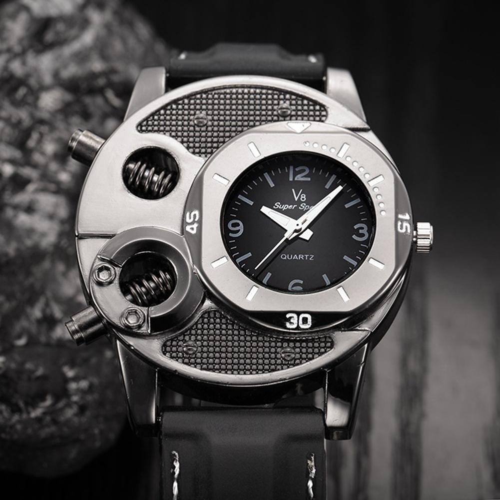 Silicone Band Bolts Round Dial Sports Analog Quartz Wrist Watch