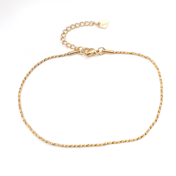Tobillera de acero inoxidable de 23,5 cm con cadena de eslabones de color dorado