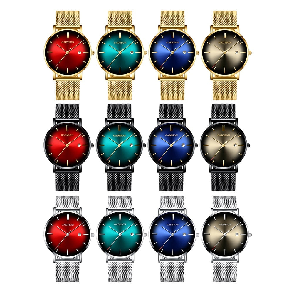 Fashion Contrast Pointer Quartz Concept Cat Eye Gradient Men Watch
