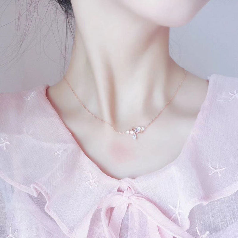 Aurora Water Drop Star Moon Necklace