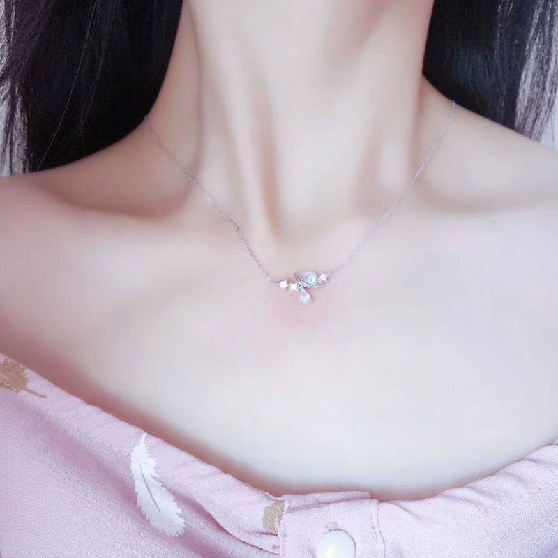 Aurora Water Drop Star Moon Necklace