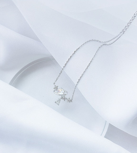 Aurora Water Drop Star Moon Necklace