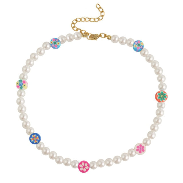 Korean Trendy Simulated Pearl Choker Necklace