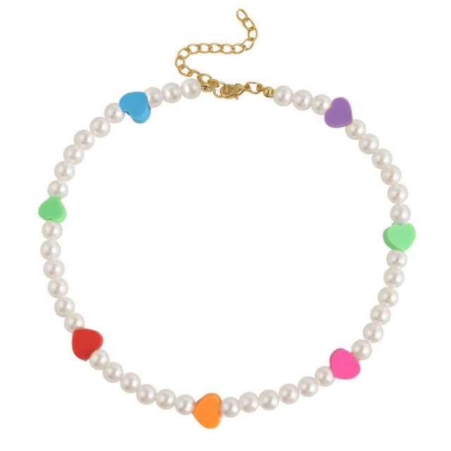 Korean Trendy Simulated Pearl Choker Necklace