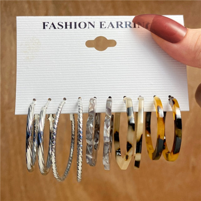 Trendy Silver Color Butterfly Hoop Earrings Set