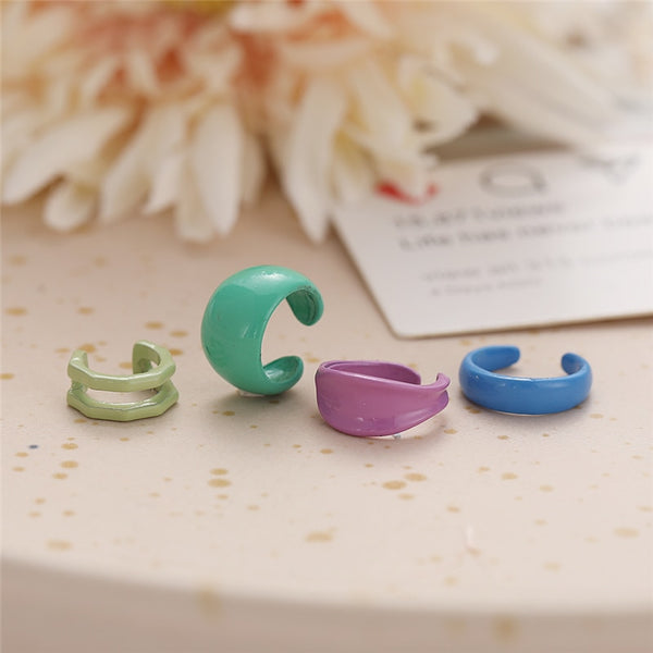 Juego de pendientes de resina con clip de colores bohemios para mujer