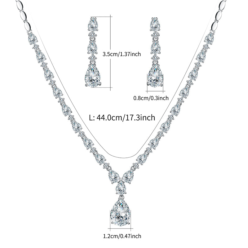 Cubic Zirconia CZ Crystal Tennis Necklace and Earring  Jewelry Set