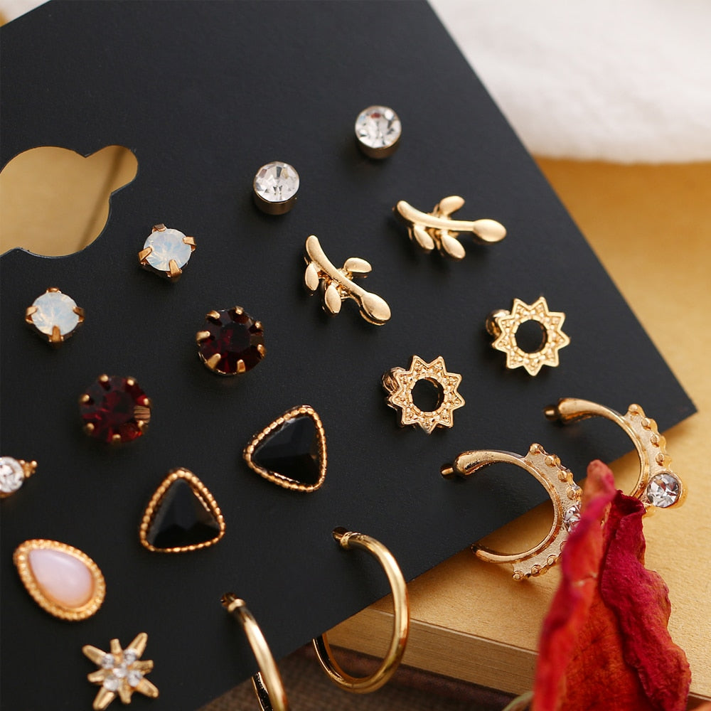 12 Pairs/Set Women's Earrings Pearl Earrings