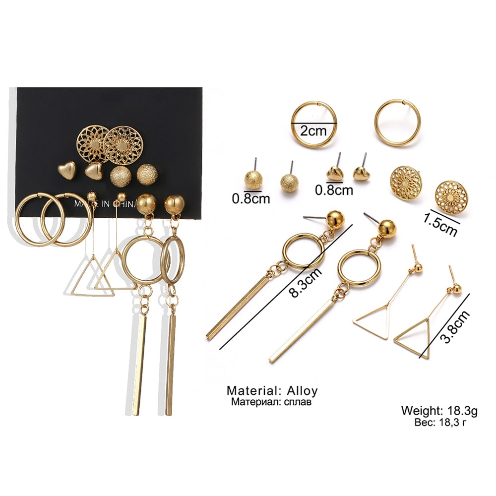 12 Pairs/Set Women's Earrings Pearl Earrings