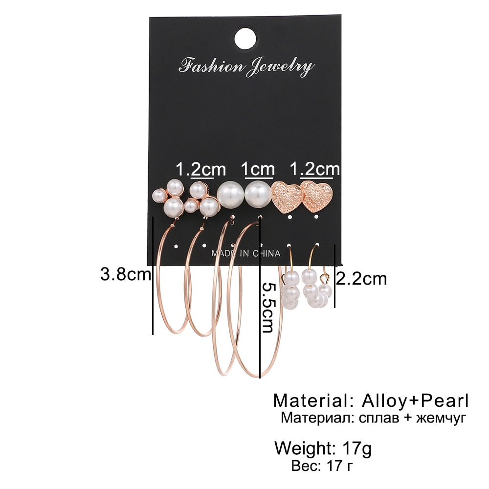 12 Pairs/Set  Earrings Pearl Earrings