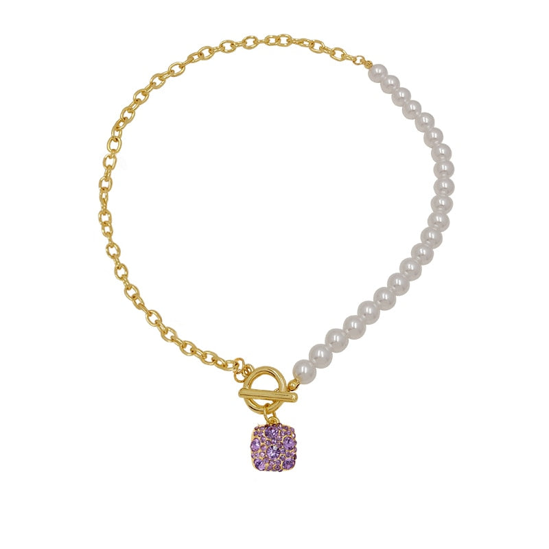 Korean Style Simulation Pearl Asymmetric Choker