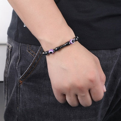 Black Stone Blue Cat Eye  Bracelet