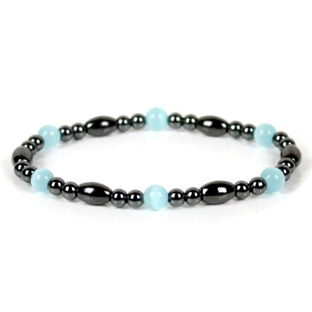Black Stone Blue Cat Eye  Bracelet