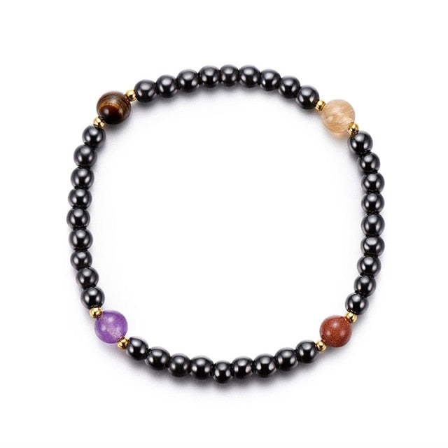 Black Stone Blue Cat Eye  Bracelet