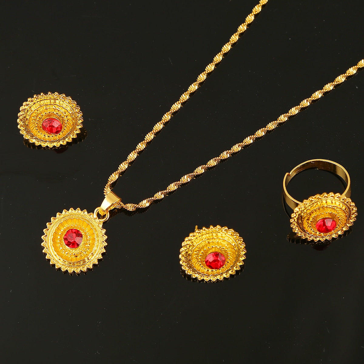 Ethiopian Trendy Earrings Pendant Ring   Jewelry Sets