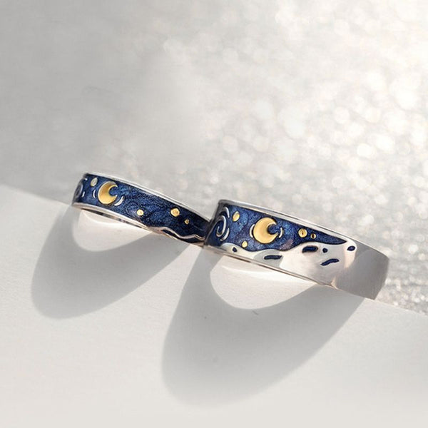 Creative Van Gogh Starry Sky Open Lover Fashion Rings