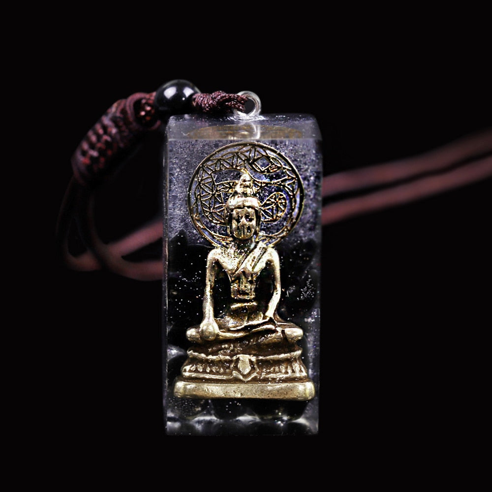 Obsidia Buddha Orgonite Pendant Necklace