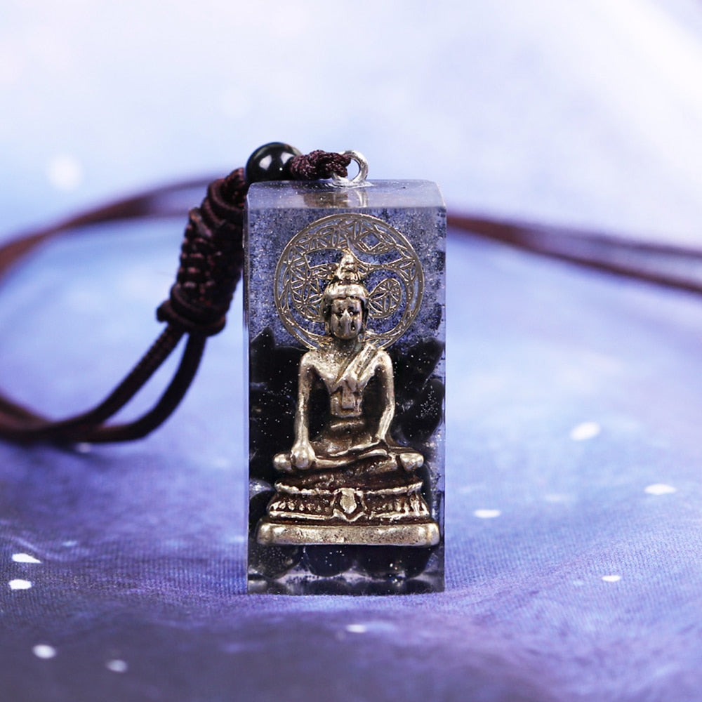 Obsidia Buddha Orgonite Pendant Necklace