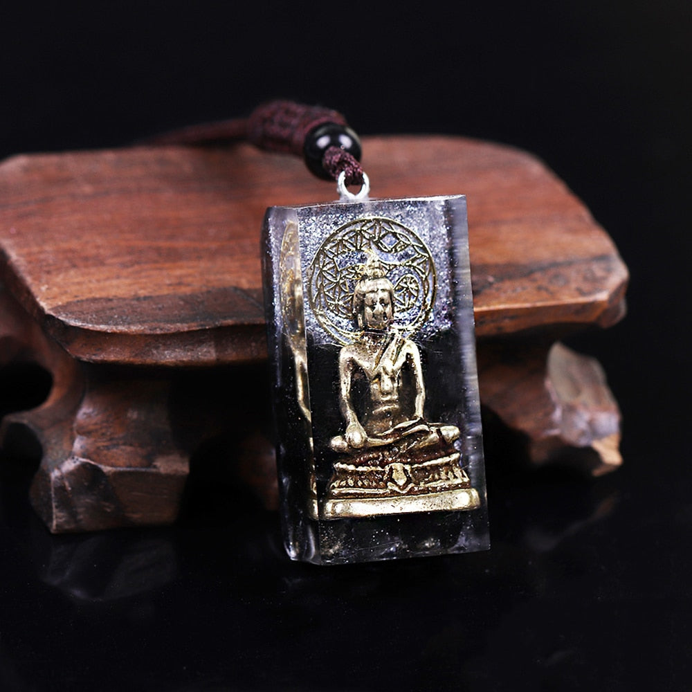Obsidia Buddha Orgonite Pendant Necklace
