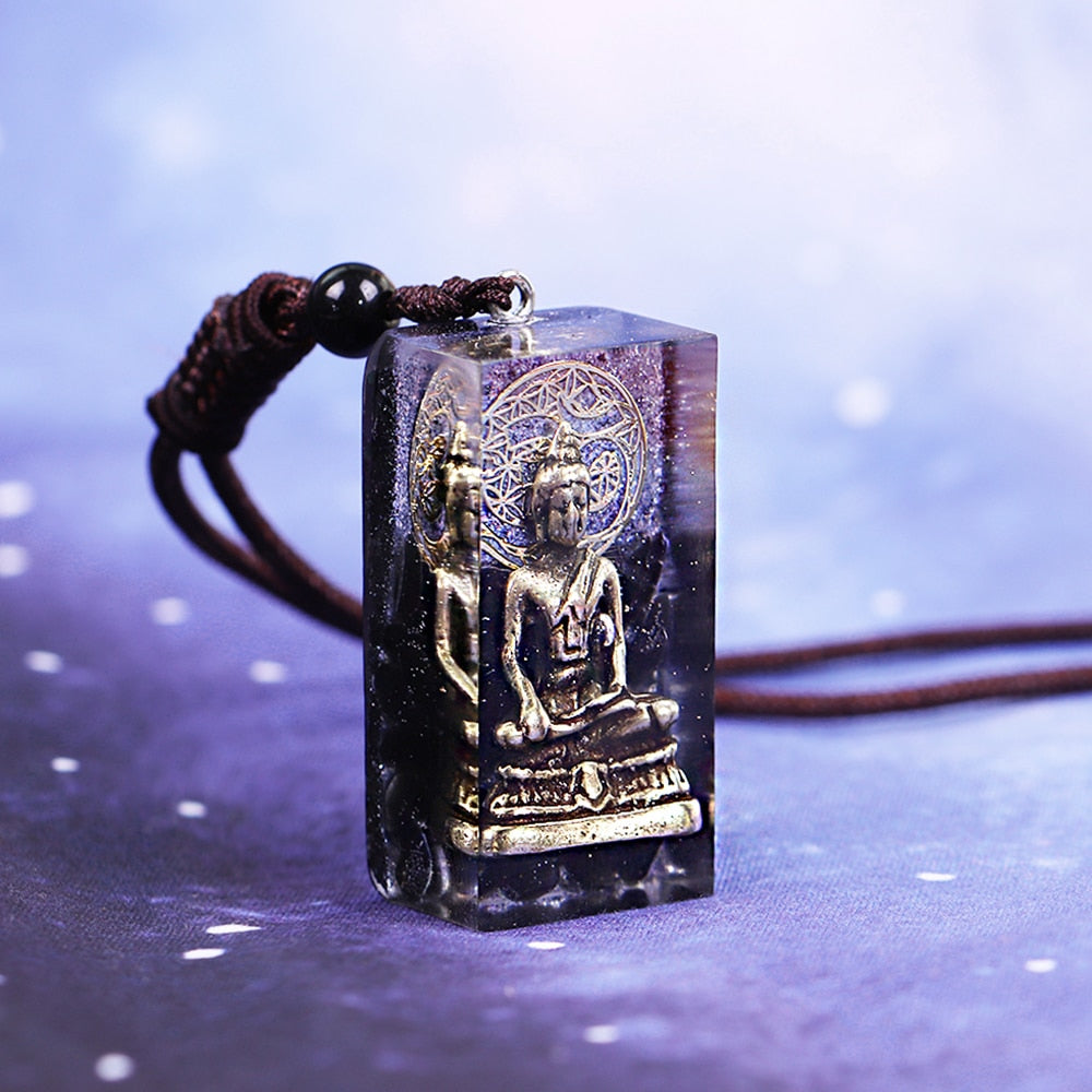 Obsidia Buddha Orgonite Pendant Necklace