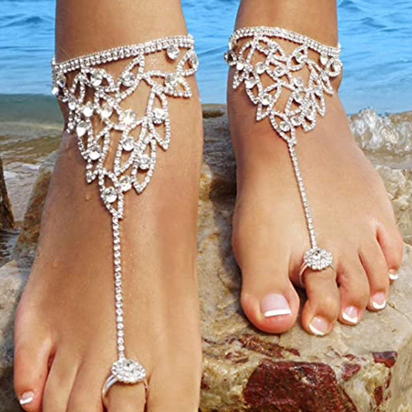 Pulsera de tobillo con diamantes de imitación de moda para mujer