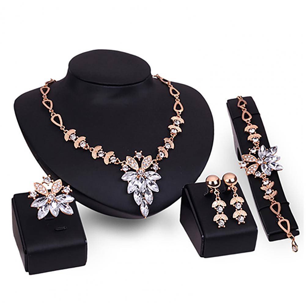 Birthday Gift Durable Necklace Earrings Bracelet Ring Jewelry Set