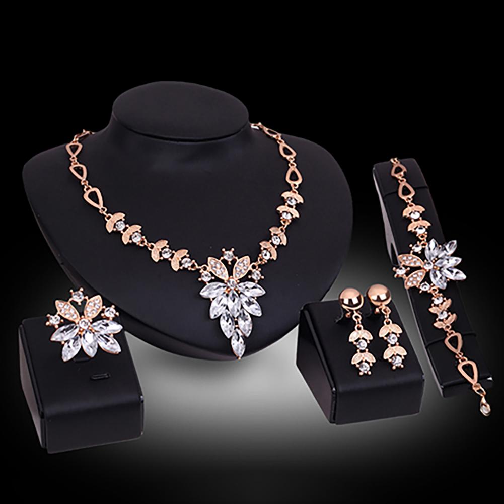 Birthday Gift Durable Necklace Earrings Bracelet Ring Jewelry Set