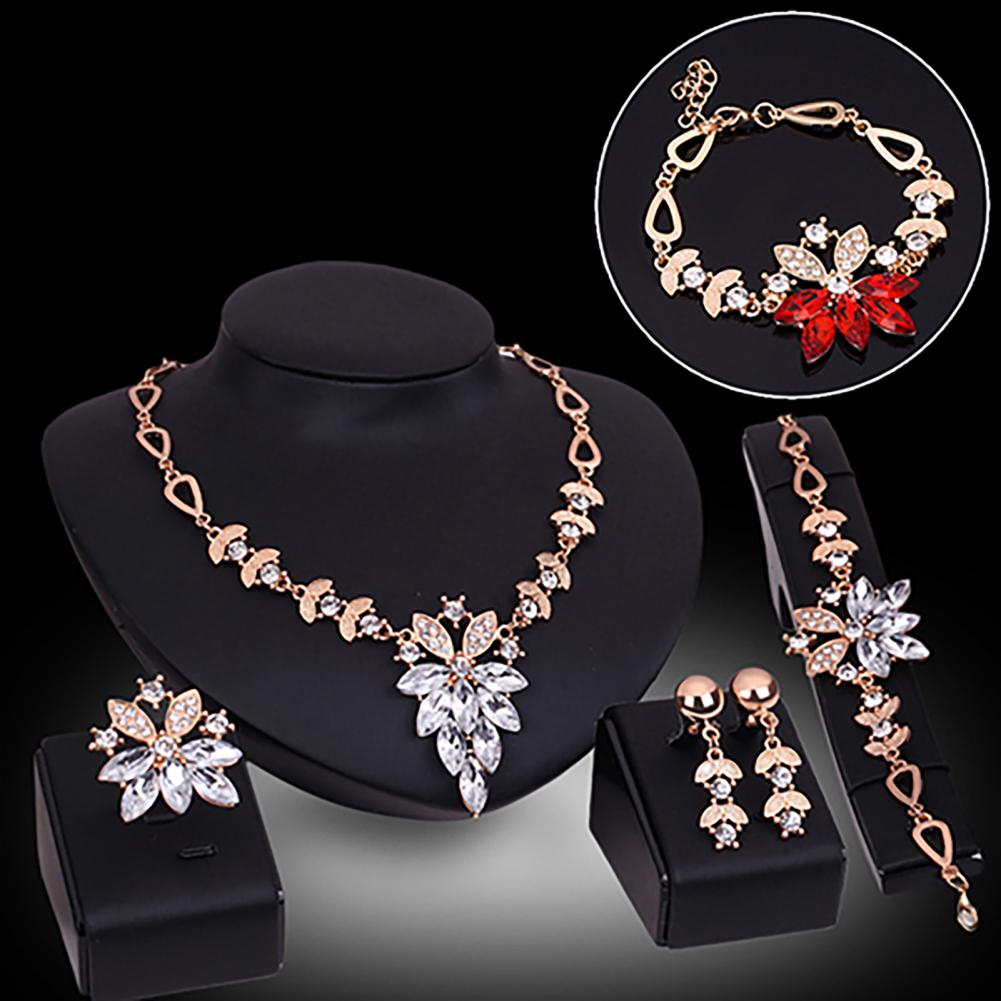 Birthday Gift Durable Necklace Earrings Bracelet Ring Jewelry Set